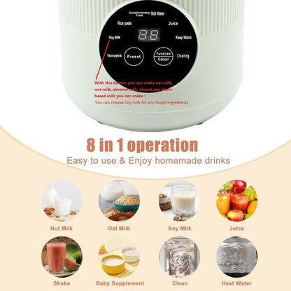 8-in-1 Automatic Soy Nut Milk Maker,40oz Soy Milk Maker for Homemade Almond,Oat,Soy Milk,Rice Paste,Complementary Food,Juice,Milk Maker Machine with Delay Start/Keep Warm/Self Clean/Boil Water (White)