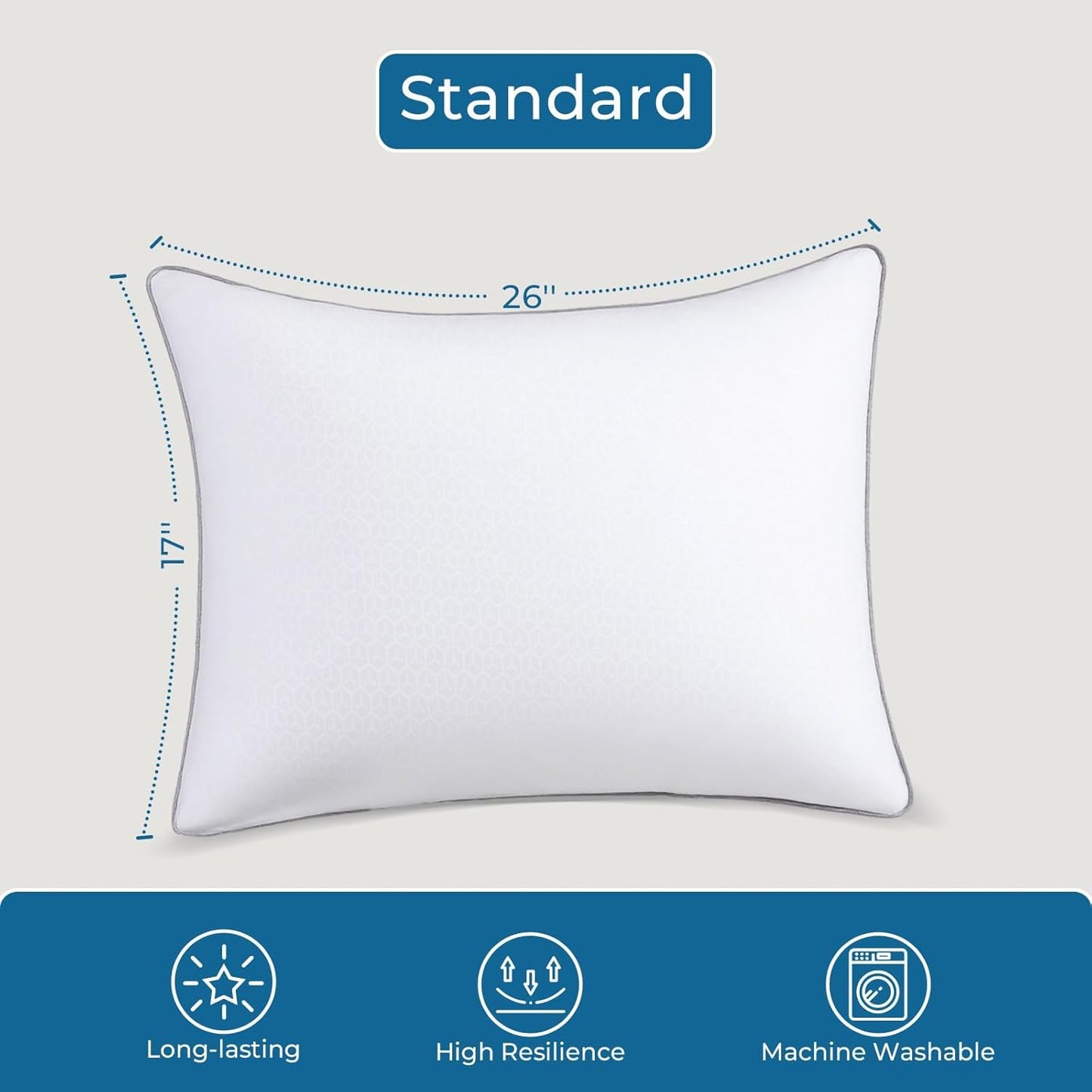 Sasttie Standard Size Pillows - Set of 4 Hotel Quality Down Alternative | Oeko-Tex Certified, Machine Washable