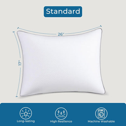 Sasttie Standard Size Pillows - Set of 4 Hotel Quality Down Alternative | Oeko-Tex Certified, Machine Washable
