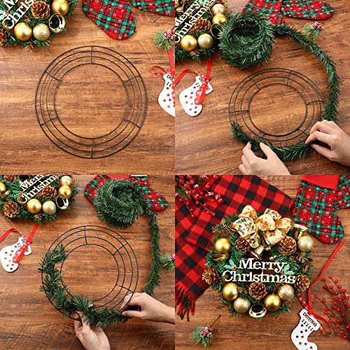 12 Inch Green Metal Wreath Frame Round Wire Ring for DIY Crafts & Decorations