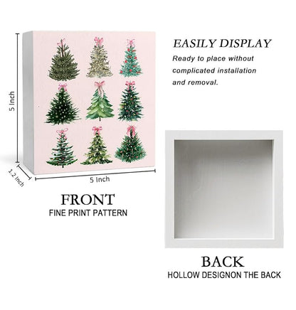 Pink Christmas Decor Coquette Pink Bow Wooden Sign - H Christmas Tree Sign