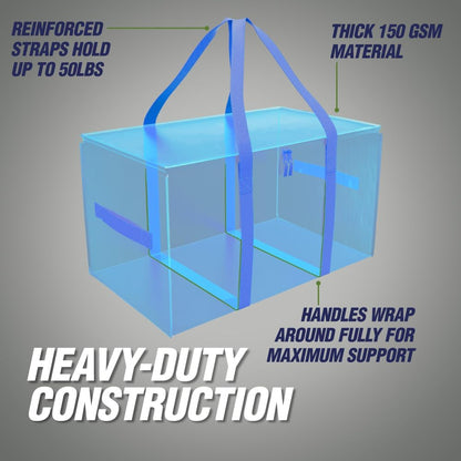 Rugged Rhino Heavy Duty Extra Large Moving Bags - Durable, Space-Saving Storage with Strong Handles & Zipper | Blue/Clear, 4 Pack