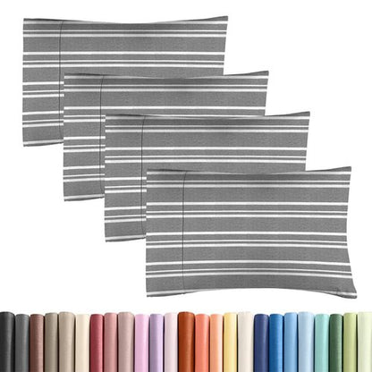 King Standard Pillow Cases Set of 4 - Soft Hotel Quality Pillowcase Covers - Comfy Bedding for Women, Men, Kids & Teens - Machine Washable Pillow Protectors - 4 Piece Set - King Standard Grey Stripes