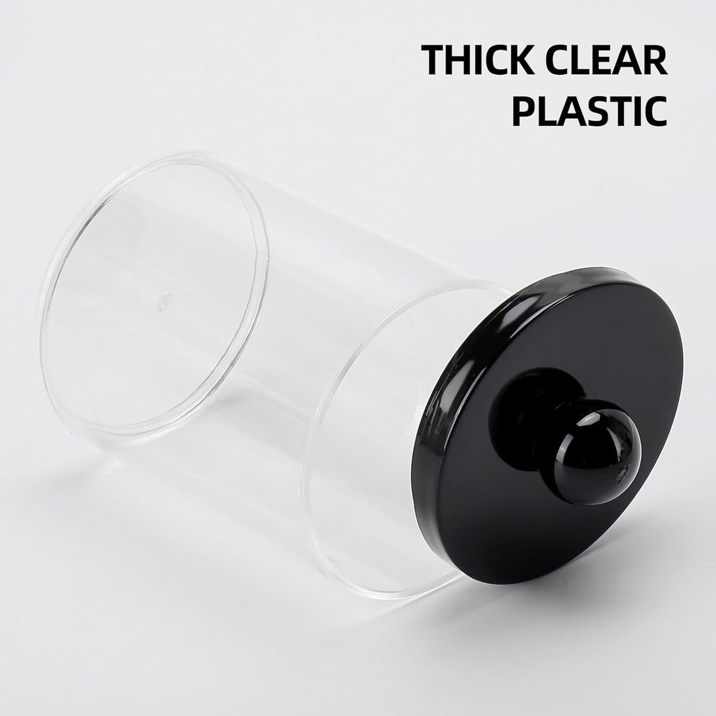 Tbestmax Cotton Swab Holder - Stylish 10oz Bathroom Organizer with Black Lid - Versatile Apothecary Jar