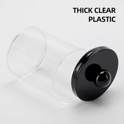 Tbestmax Cotton Swab Holder - Stylish 10oz Bathroom Organizer with Black Lid - Versatile Apothecary Jar