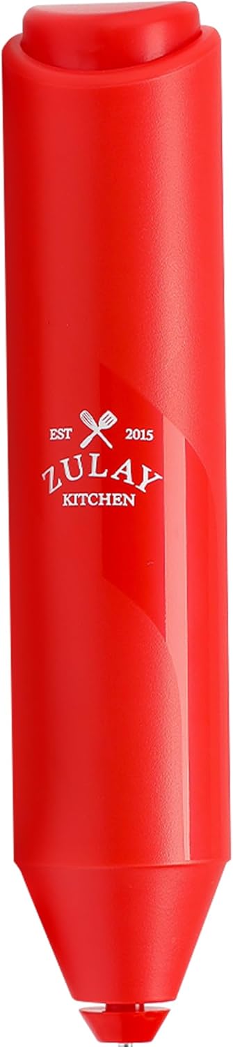 Zulay FrothMate Powerful Milk Frother for Coffee - Portable & Compact Handheld Foam Maker for Lattes, Cappuccinos, Matcha, Hot Chocolate - Milk Foamer Frother - No Stand Electric Whisk (Red)