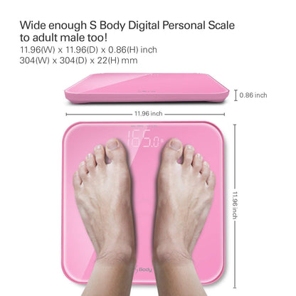 VisionTechShop S Body High Precision Ultra Wide Digital Body Weight Bathroom Scale up to 396lb/180kg, Super-Clear Large LED Display,Step-On Technology, Pink