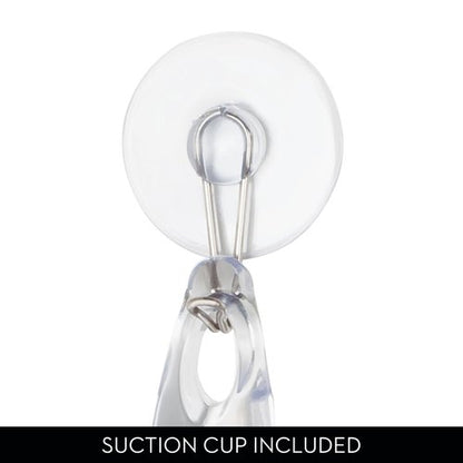 iDesign Plastic Bath Squeegee for Glass with Suction Hook Holder – 12", Clear