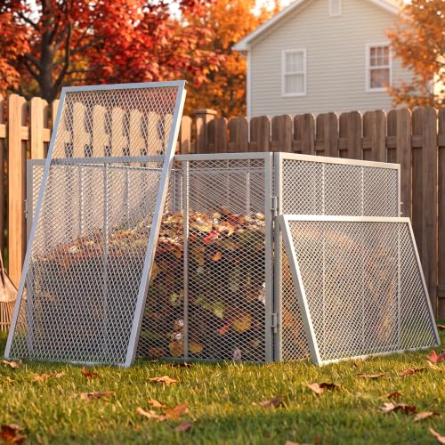 Large Metal Compost Bin 166 Gallon Outdoor with Lid and Ventilation