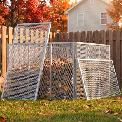 Large Metal Compost Bin 166 Gallon Outdoor with Lid and Ventilation
