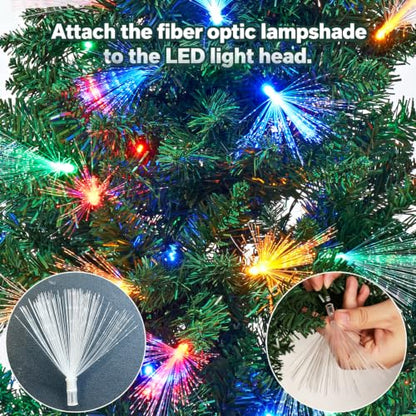 6 FT Pre-Lit Christmas Tree with Fiber Optic Lights, 245 LED Indoor Outdoor