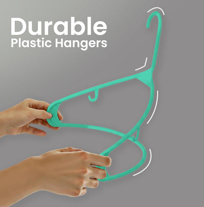 Utopia Home Plastic Hangers 50 Pack - Durable Space-Saving Closet Organizers - Aqua for Shirts, Pants & Coats