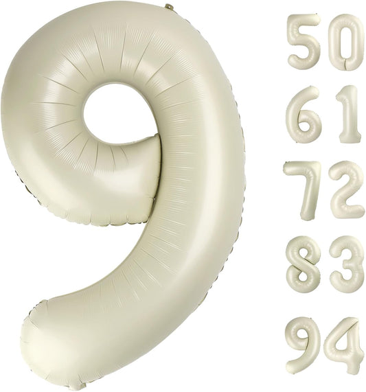 Skiennix Cream 9 Balloon - 40 Inch Giant Birthday Decoration for Boys & Girls | Perfect for 9th, 19th, & 29th Parties