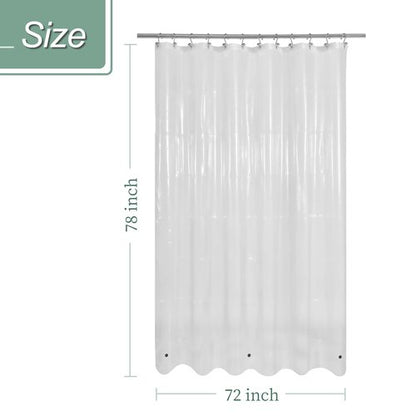 Mrs Awesome Long Shower Curtain Liner with 3 Magnets, 72x78 Clear PEVA Shower Liner, 78 Length Plastic Shower Curtain for Bathroom, Waterproof, 72 x 78, Clear