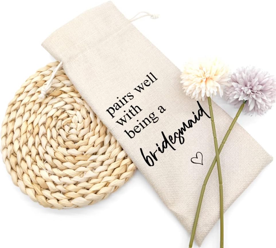 Wedding Wine Bag Gift for Bridesmaids - Proposal, Bridal Shower, Engagement, Bachelorette Party Favor - Pairs Well With Being a Bridesmaid