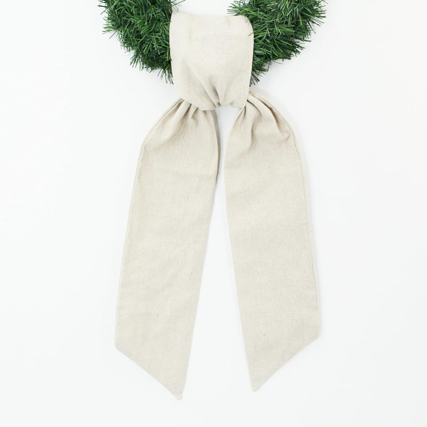 Skiennix 2-Pack Wreath Sash | Decorative Boxwood Sashes for Front Door & Holiday Decor - Linen