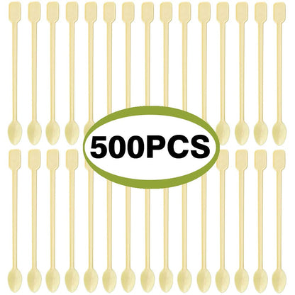 Coffee Spoon 500 PCS Disposable Tiny Coffee Tea Spoon Beige Plastic Stir Cocktail Sticks Mini Tea Stirrer