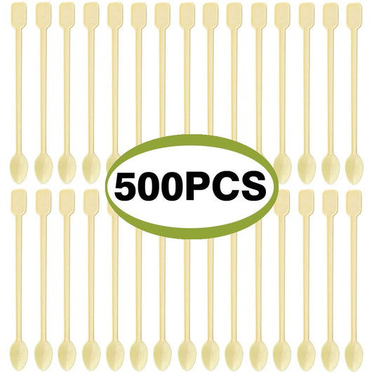 Coffee Spoon 500 PCS Disposable Tiny Coffee Tea Spoon Beige Plastic Stir Cocktail Sticks Mini Tea Stirrer