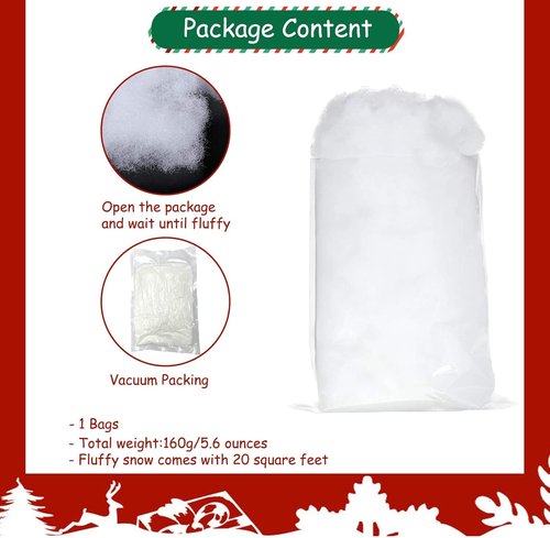 Apragaz Artificial Snow Decoration - Fluffy, Flame Resistant Indoor Snow for Winter Village | 5.6 OZ