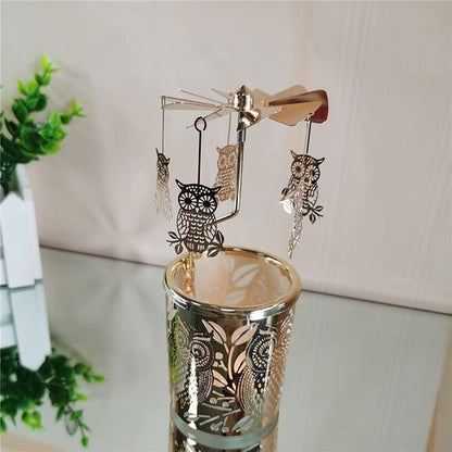 Kingnero Candle Holder - Spinning Windmill Tea Light Holder for Home Decor | Golden Owl Design