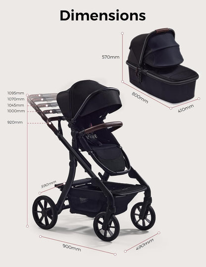 Momcozy Convertible Baby Stroller - 23 Configurations, Carry-Cot & Seat Included, Large PU Wheels | All-Wheel Suspension & UPF50+ Canopy