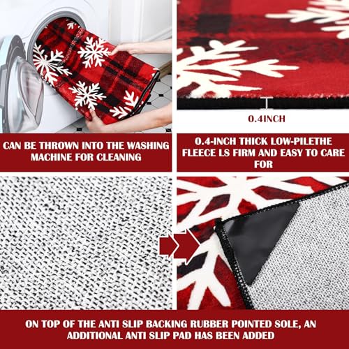 Christmas Area Rug 4x6 Buffalo Plaid Snowflake Rug for Living Room - Snowflake / 1'1" x 1'1"