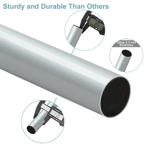 Byondeth Curtain Rods for Windows 16 to 200 Inches Adjustable Length 1 Inch Diameter Window Curtain Rod with Aluminium End Cap, Silver Gray