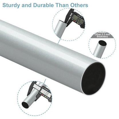 Byondeth Curtain Rods for Windows 16 to 200 Inches Adjustable Length 1 Inch Diameter Window Curtain Rod with Aluminium End Cap, Silver Gray