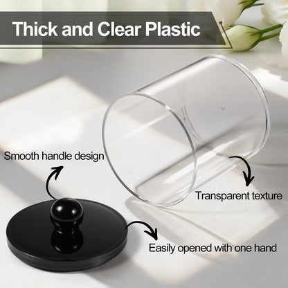 SheeChung Acrylic Qtip Holder Dispenser Set - Clear Bathroom Jars with Lids for Cotton Swabs & Pads | 10oz-12oz