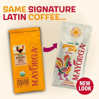 Mayorga Organic Coffee - 2lb Buenos Dias Light Roast Whole Bean | Specialty Grade 100% Arabica, Citrusy Flavor