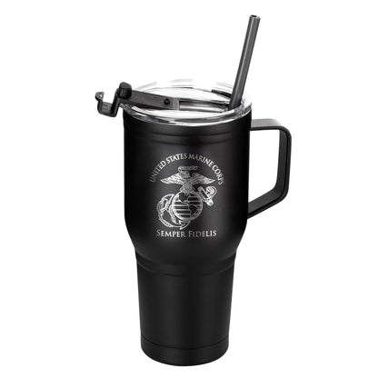 Military Veteran Products 30 oz USMC Coffee Tumbler with Handle- Double Wall Vacuum Insulated Stainless Steel Marine Corps Tumbler Travel Mug – USMC Vet Owned Business