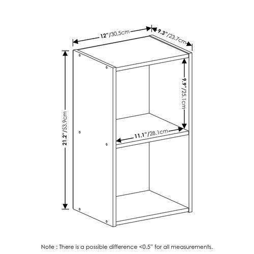 Furinno PASIR Book Shelf, 2-Tier Modern Bookshelf, Open Shelves Bookcase 9 x 12 x 21, Easy Assembly, for Living Room, Bedroom, Home Office, Blackwood