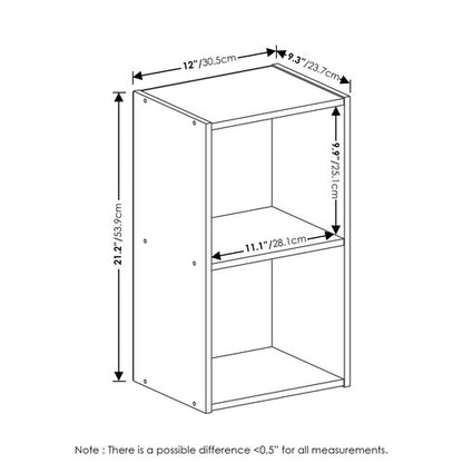 Furinno PASIR Book Shelf, 2-Tier Modern Bookshelf, Open Shelves Bookcase 9 x 12 x 21, Easy Assembly, for Living Room, Bedroom, Home Office, Blackwood