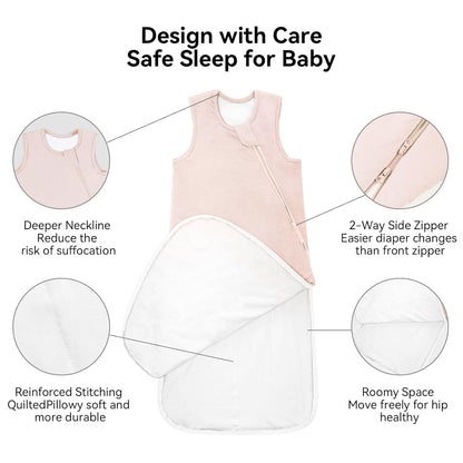 BubblePanda Bamboo Sleep Sack - Soft 0.5 Tog Newborn Wearable Blanket | 0-6 Months, 2-Way Zipper