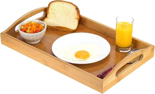 Home It Bamboo Tray with Large Handles - Versatile Ottoman Tray for Coffee, Tea, Breakfast, and More