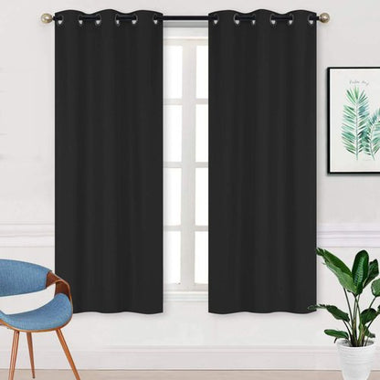 Better Home Style 2 Piece Solid Color 100% Blackout Room Darkening 2 Panels Window Treatment Curtain Insulated Drapes for Any Window with Grommets M3763 (Black, 2 Panels 36" W X 63" L Each)