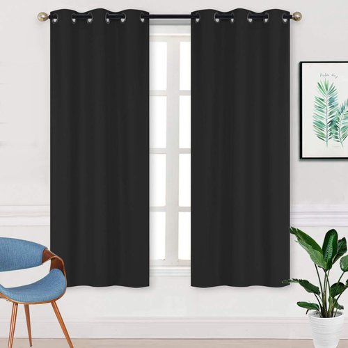 Better Home Style 2 Piece Solid Color 100% Blackout Room Darkening 2 Panels Window Treatment Curtain Insulated Drapes for Any Window with Grommets M3763 (Black, 2 Panels 36" W X 63" L Each)