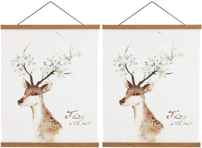 Skiennix Magnetic Poster Hanger Frame - Light Wood Canvas Artwork Display | 20" Size, 2 Pack