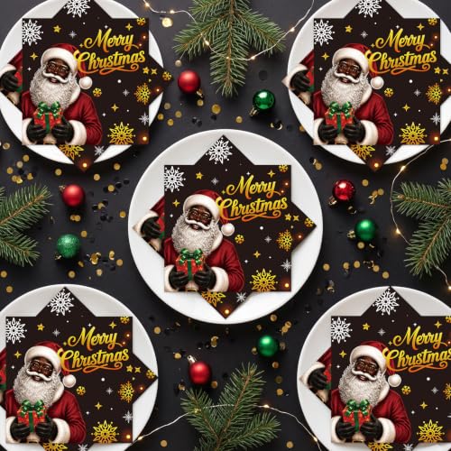 African American Christmas Napkins - 50 Pc Holiday Party Decorations