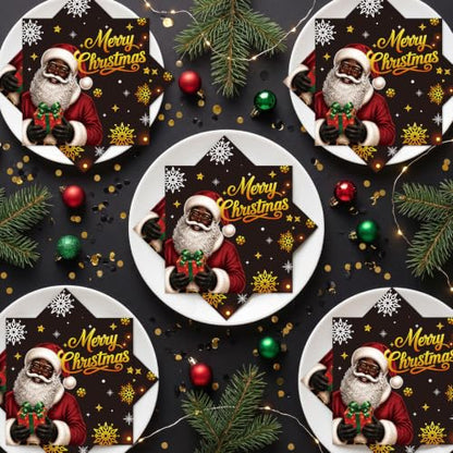 African American Christmas Napkins - 50 Pc Holiday Party Decorations