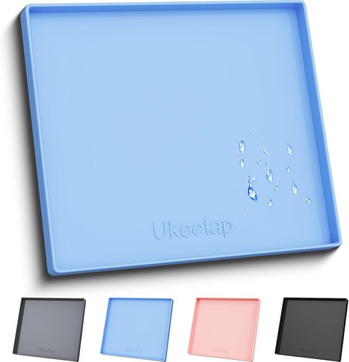 Extra Thick Silicone Mat - Waterproof Under Sink Mat for Kitchen & Bathroom | 22" x 19" - Blue