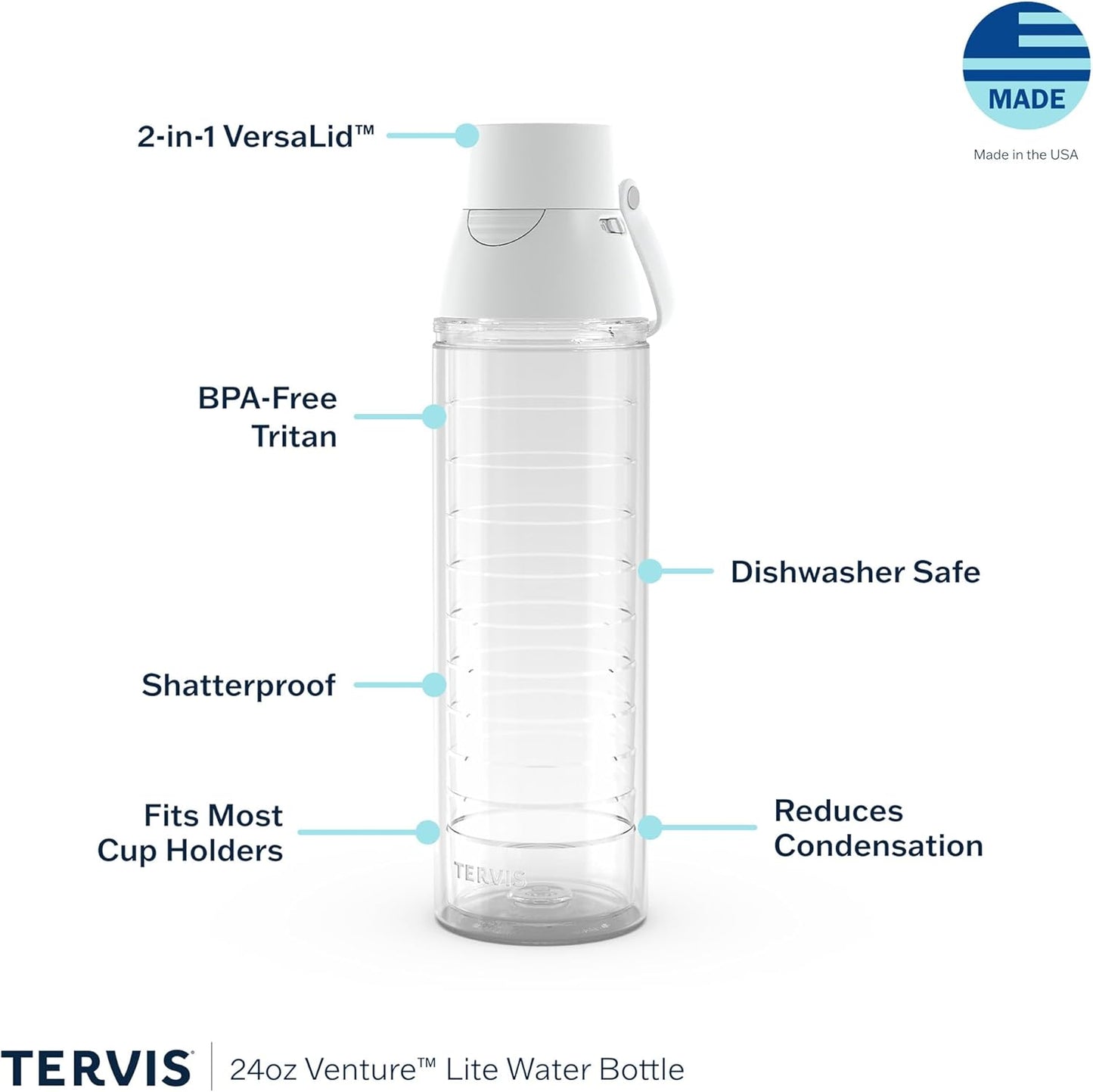 Tervis Venture Lite Insulated Tumbler - 24oz Travel Cup Keeps Drinks Hot & Cold | Classic Design
