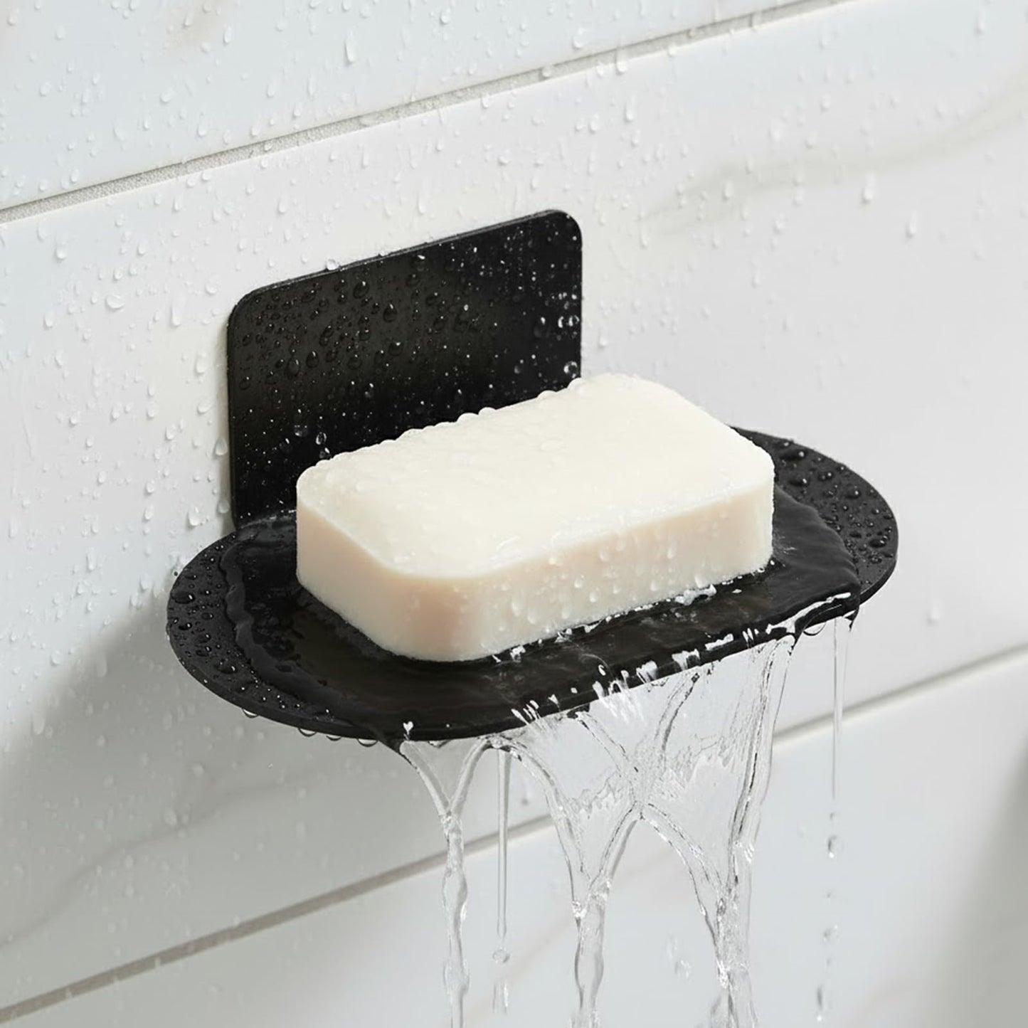 Rise age Soap Holders for Shower, Adhesive Shower Soap Holder, Stainless Steel Black Soap Bar Holder, No Drilled Soap Dishes for Wall, Bathroom, Kitchen Sink (Matte Black 2 Pcs)