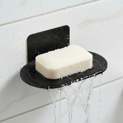Rise age Soap Holders for Shower, Adhesive Shower Soap Holder, Stainless Steel Black Soap Bar Holder, No Drilled Soap Dishes for Wall, Bathroom, Kitchen Sink (Matte Black 2 Pcs)