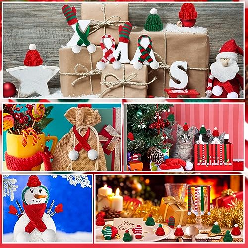 Mini Christmas Knit Hat Scarf Gloves Set - Classic Style Holiday Decor
