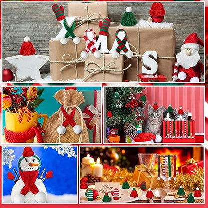 Mini Christmas Knit Hat Scarf Gloves Set - Classic Style Holiday Decor