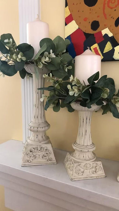 Eucalyptus Leaves Wreath by [Brand Name] - 9-Inch Greenery Garland for Farmhouse Kitchen Decor