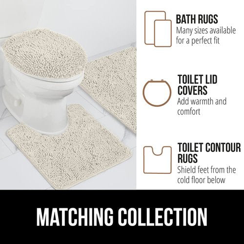 GORILLA GRIP Bath Rug Mat 70x24, Soft Absorbent Chenille, Quick Dry Microfiber Mats, Rubber Backing Washable Shower Floor Rugs, Bathmat Runner, US Designed Bathroom Home Decor Accessories Ivory Cream