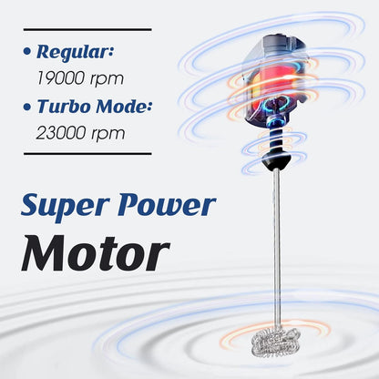MF05 Rechargeable Milk Frother - USB Handheld Foam Maker with Stainless Whisk for Cappuccino & Latte (Black)