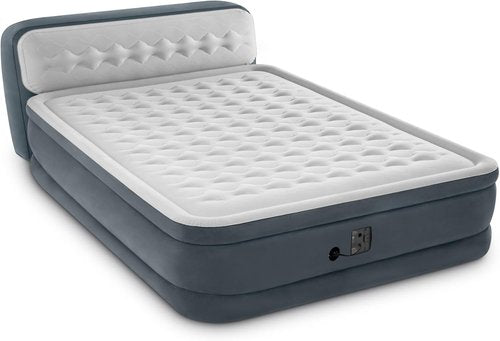 Intex Dura-Beam Deluxe Queen Air Mattress - 18-Inch Height with Built-in Pump & Plush Headboard | 2 Pack